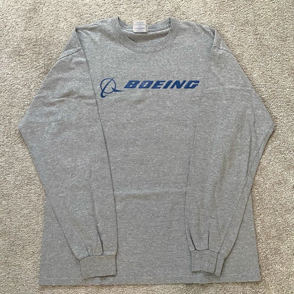 Boeing - Long-Sleeve Logo Tee (Grey) Large